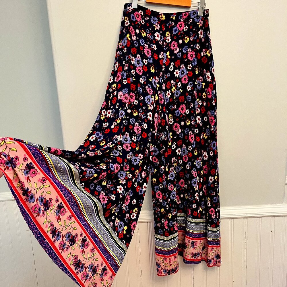 Lulus High Rise Floral Boho Wide Leg Pant, Size Large